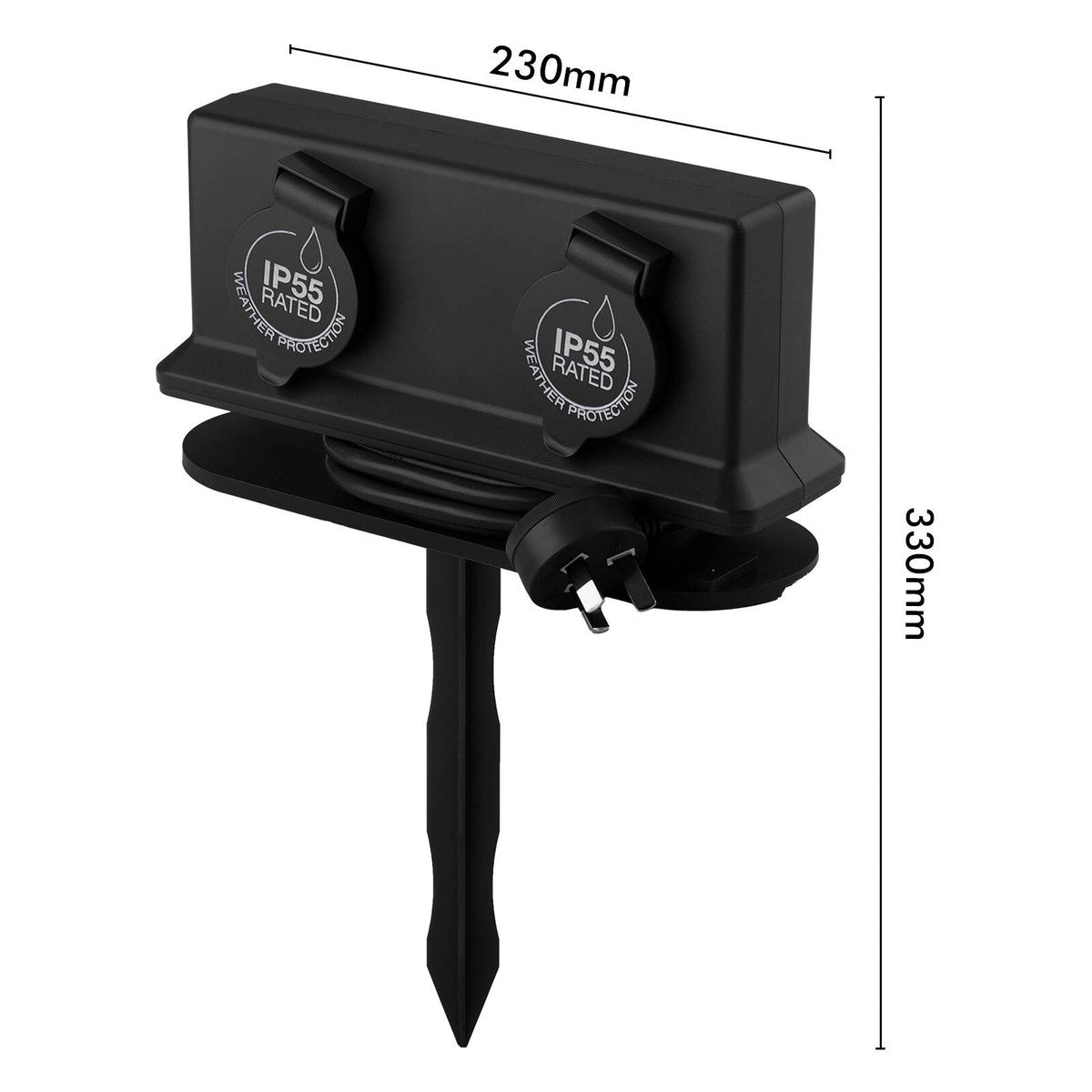 Arlec 2 Outlet Outdoor Powerboard 1.8m - Dark Grey - Weatherproof - SuperSaverAU - view 5