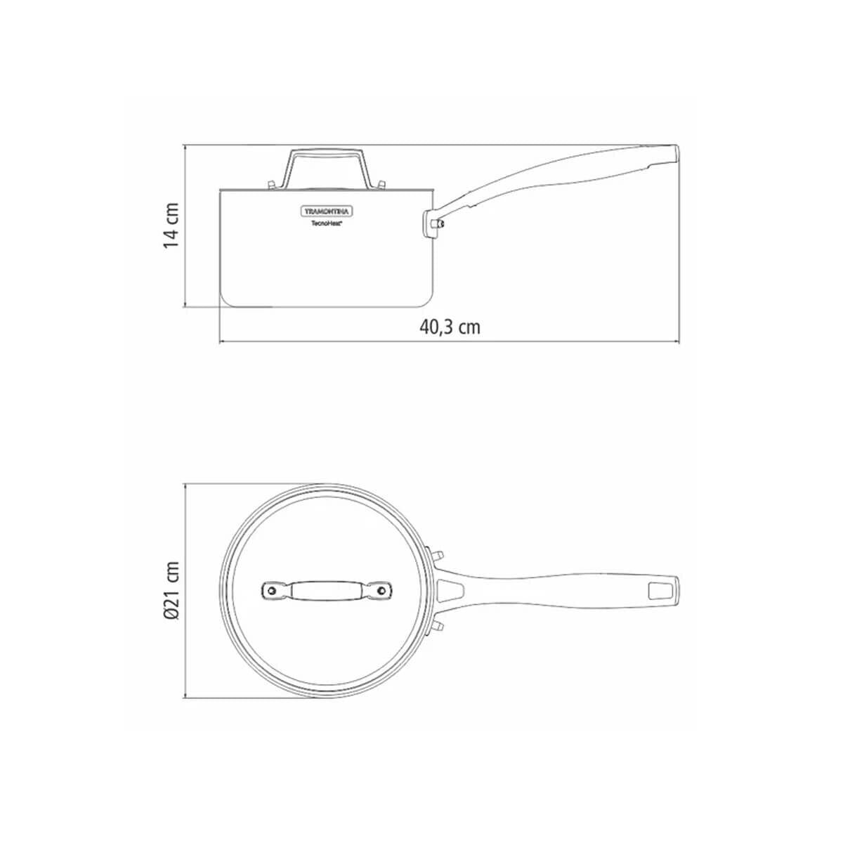 Tramontina Grano 20cm 3.1L Stainless Steel Sauce Pan - Tri-Ply Clad - Induction Compatible - 62141200