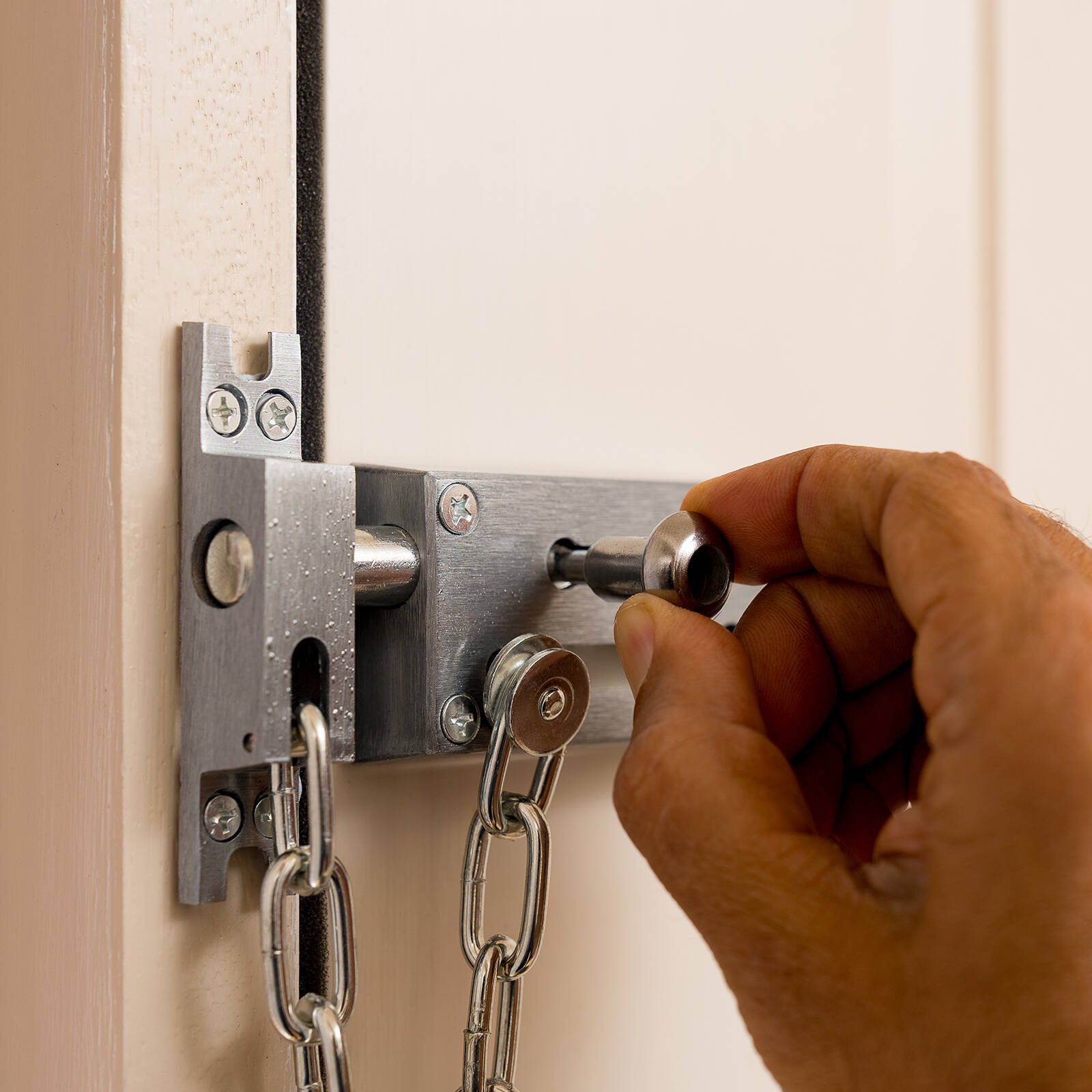 Taskmaster Satin Chrome Steel Door Chain & Bolt