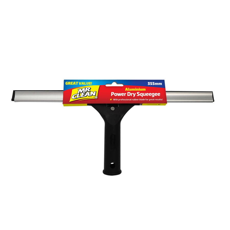 Mr Clean 355mm Power Dry Squeegee, Aluminium & Rubber, Pole-Compatible, Black