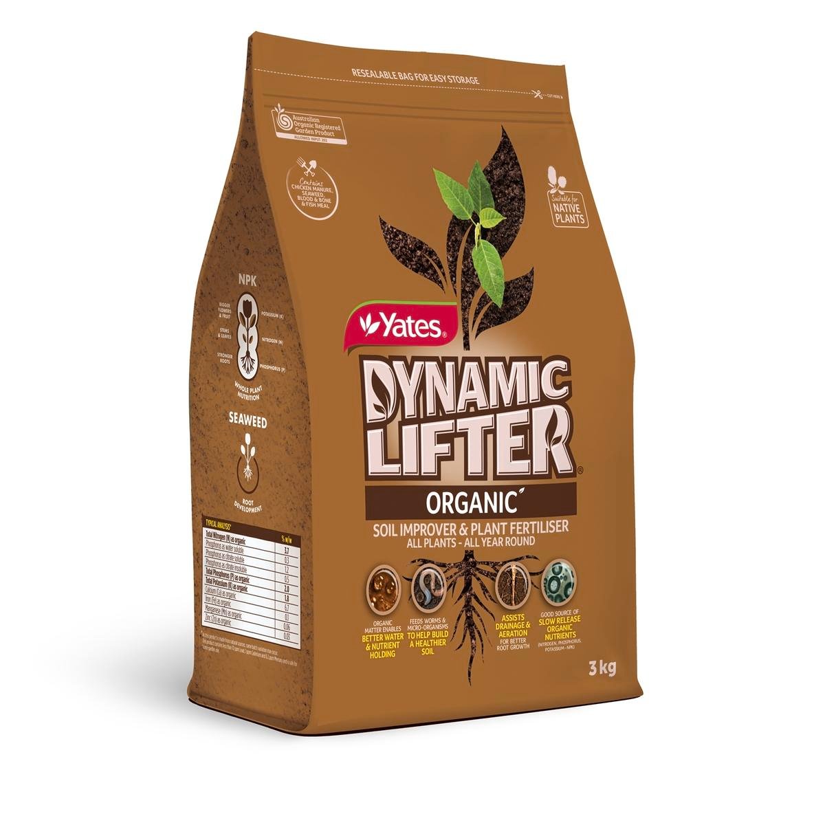 Yates Dynamic Lifter - 3kg - Organic Pellets - All Plants - SuperSaverAU - view 1