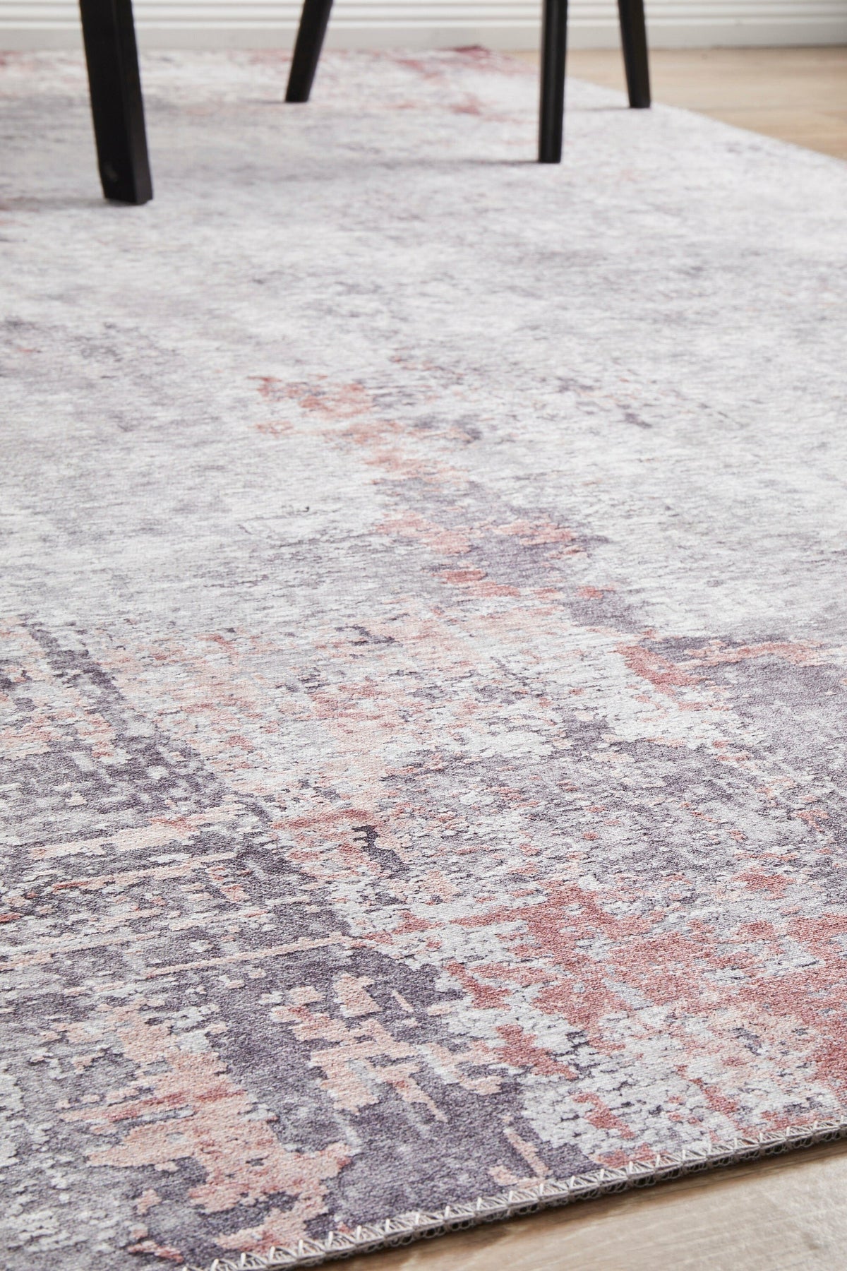 Rug Culture Illusions Large Power Loomed Rug 280x190cm - Silver and Blush Polyester - ILU156BLUSH280X190