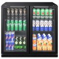 Husky 203L double door home bar fridge - black, adjustable shelves, LED lighting - C2HHMBBKAU