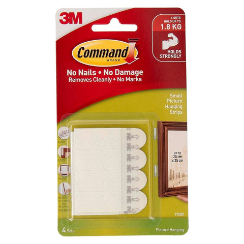 Command Small Picture Hanging Strips - 4 Pack - White - Damage-Free - SuperSaverAU - view 1