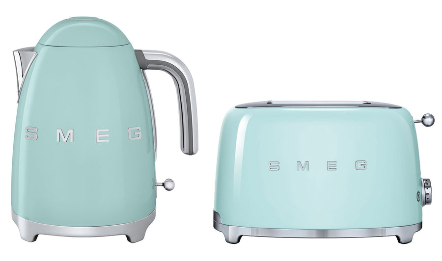 Smeg Kettle and 2 Slice Toaster Pack - Pastel Green, 1.7L Kettle, 6 Browning Levels - KLF03PGAUTSF01PGAU