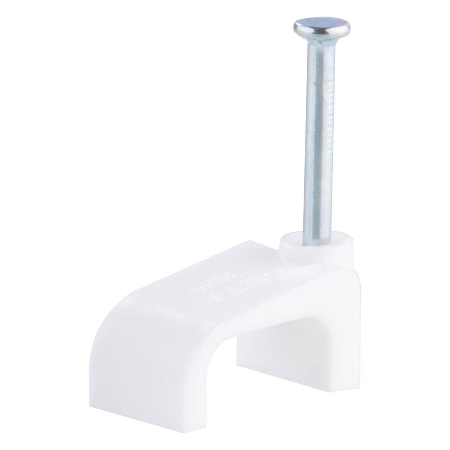 Deta 13mm White Flat Cable Clips - 100 Pack - 2.5mm² - Durable Plastic - SuperSaverAU - view 1