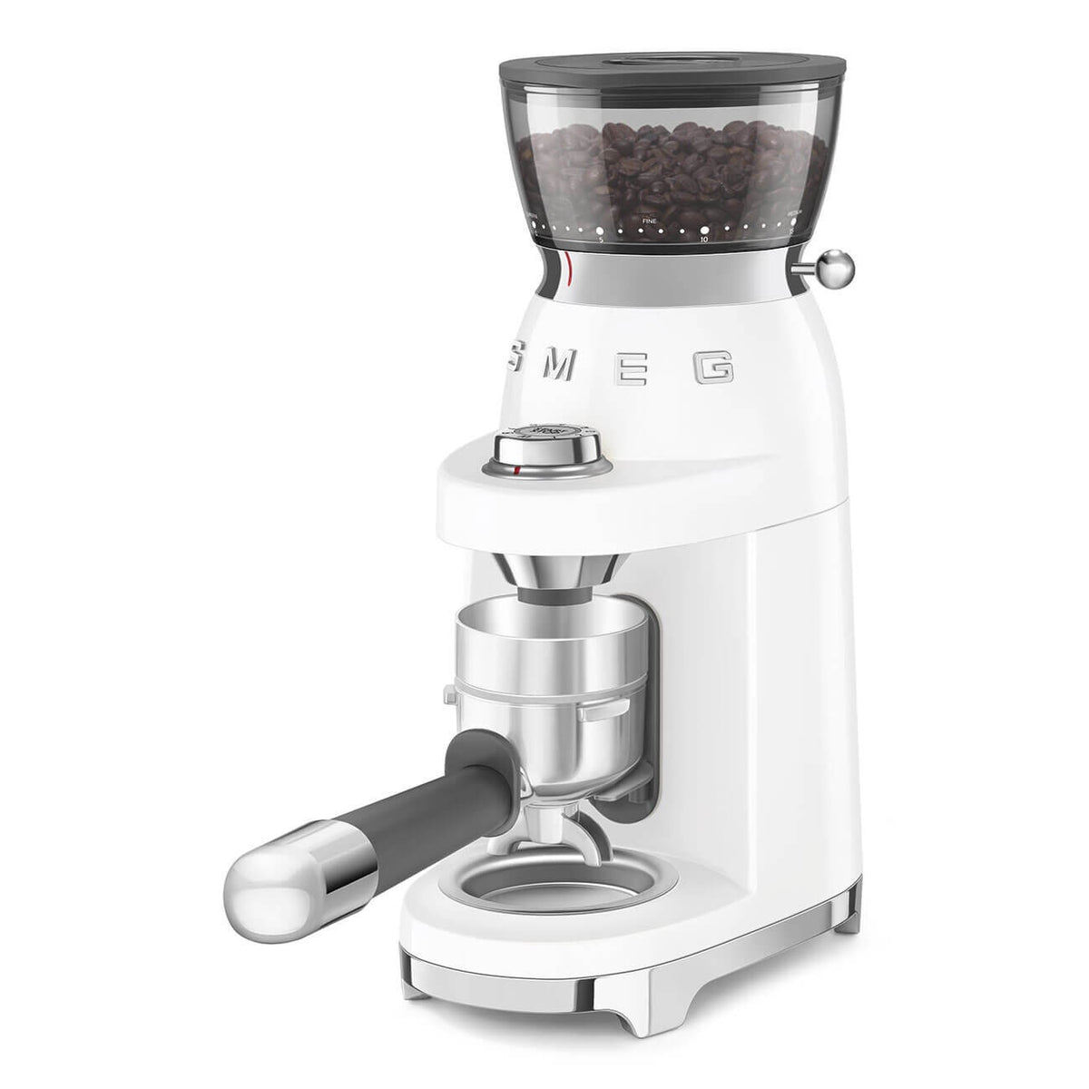 Smeg 50's retro style coffee grinder - white - 240g bean hopper - 50 grinding steps - CGF03WHAU