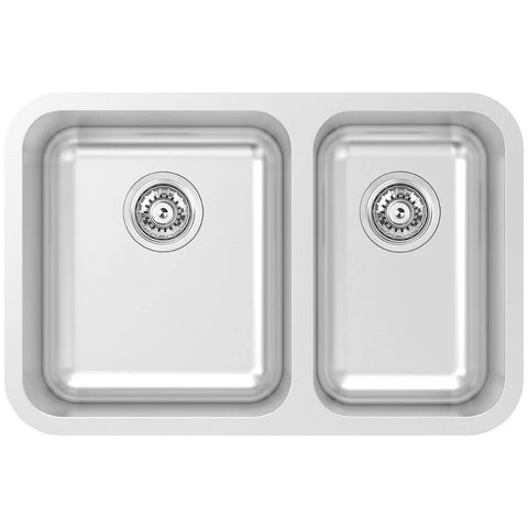 Abey R50 1 and 3/4 bowl stainless steel sink with rounded corners - top, under or flush mount - W50-180
