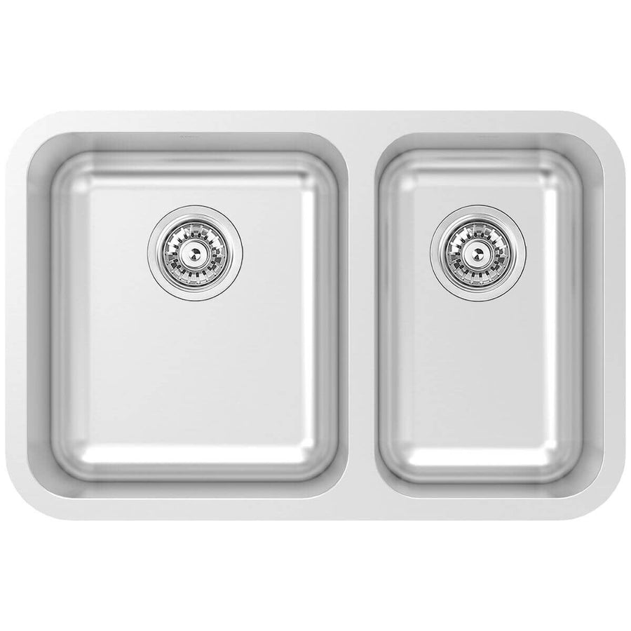 Abey R50 1 and 3/4 bowl stainless steel sink with rounded corners - top, under or flush mount - W50-180