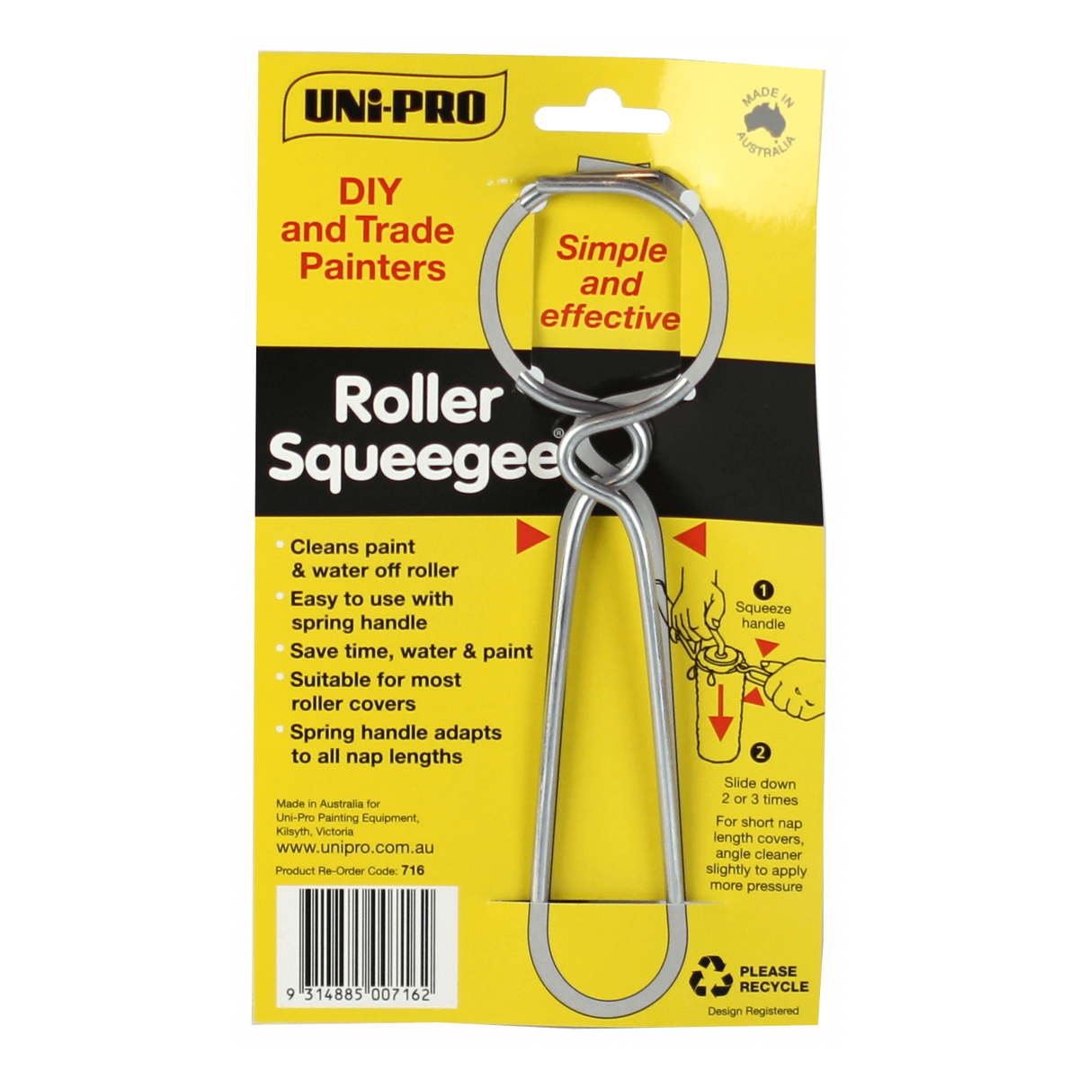 UNi-PRO Wire Roller Squeegee 124mm Wire Easy Clean Tool - SuperSaverAU - view 1