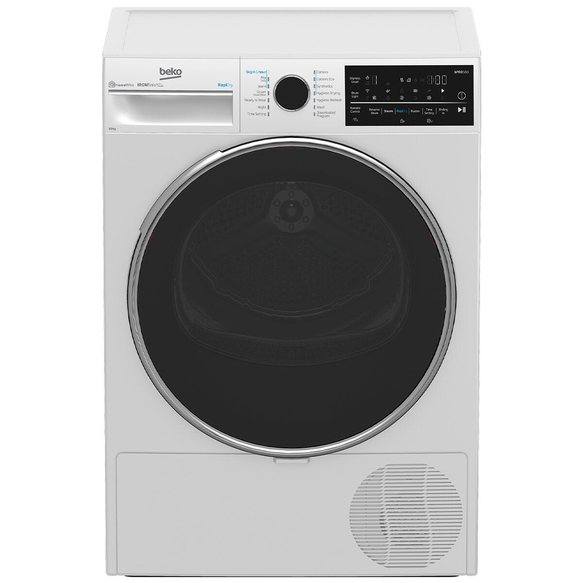 Beko 10kg hybrid heat pump dryer with steam - 9 star energy rating, Wi-Fi, 14 programs - BDPB104HW