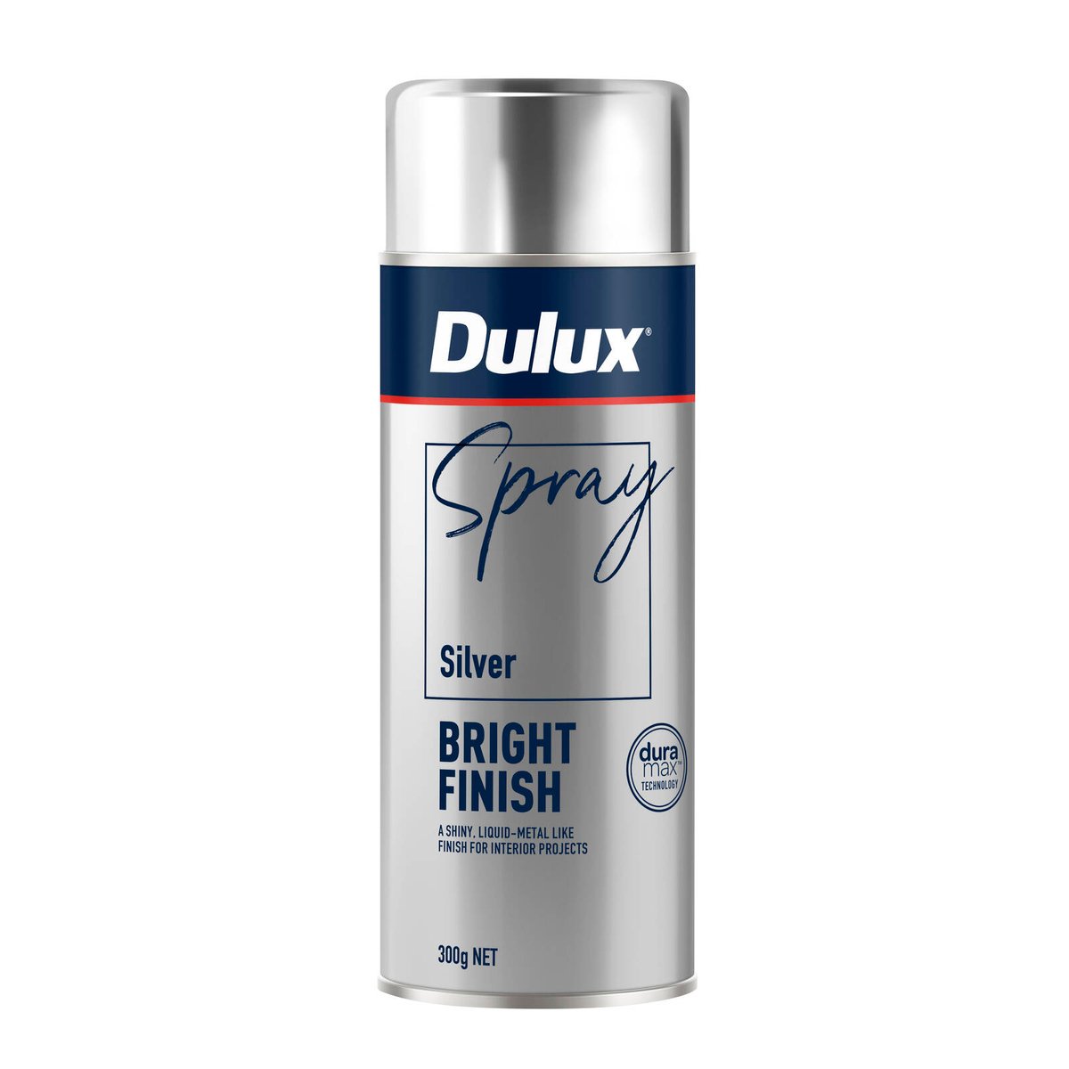 Dulux 300g Spray Paint - Silver Bright Finish - Quick-Drying - Indoor/Outdoor - SuperSaverAU - view 1