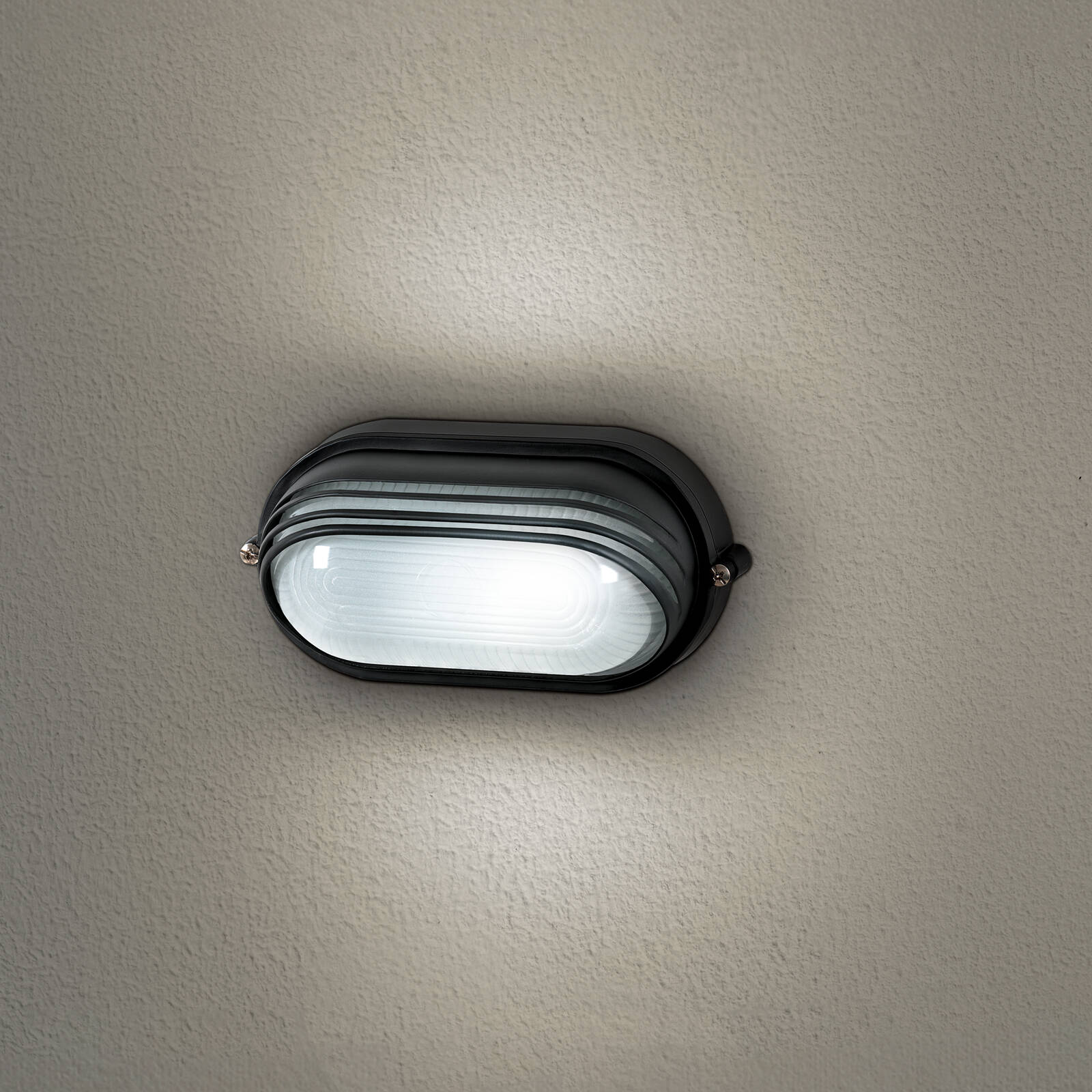 Arlec Large Black Oval Louvered Bunker Light 280mm Metal E27 Weather Resistant Outdoor