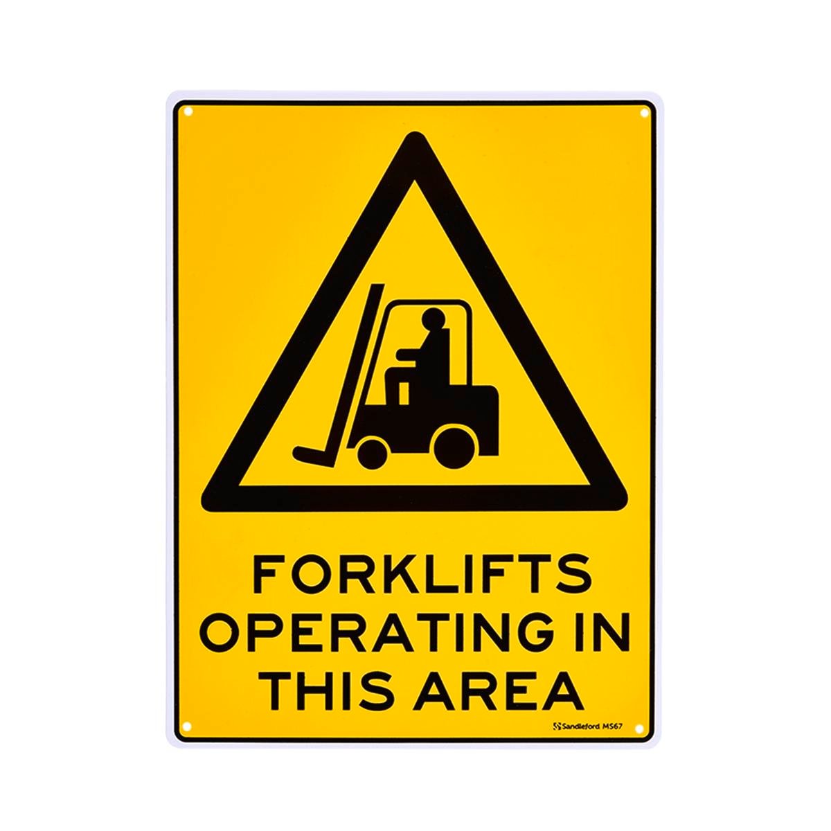 Sandleford Forklift Operating Area Sign 300 x 225mm Yellow Polypropylene - SuperSaverAU - view 1