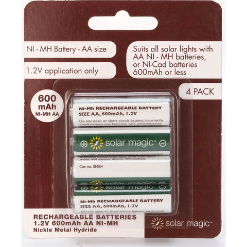 Solar Magic 600mAh NiMH AA Rechargeable Battery 4 Pack Green White - SuperSaverAU - view 1