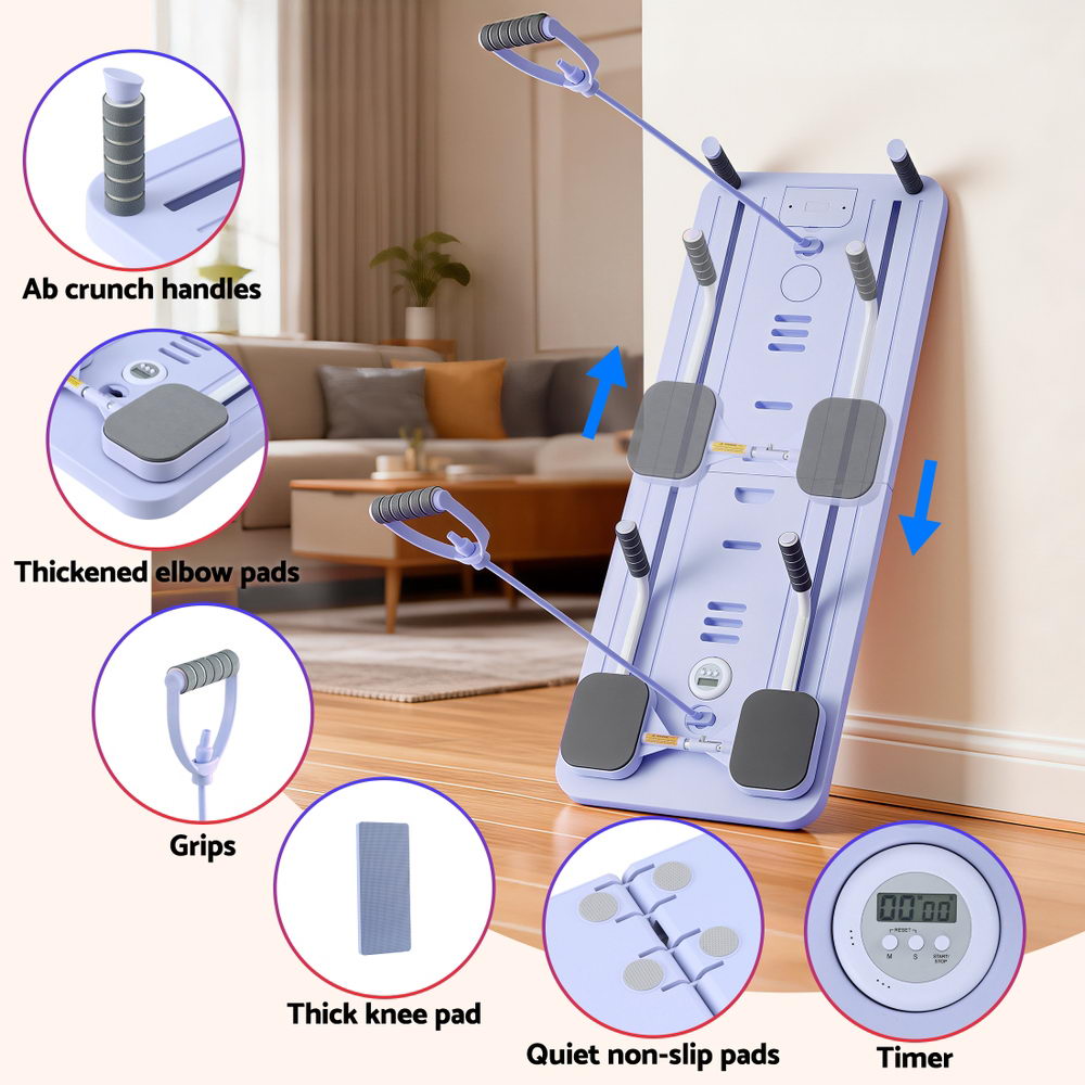 Everfit Pilates Reformer Abdominal Exercise Board 106x41cm Purple, Foldable - SuperSaverAU - view 6