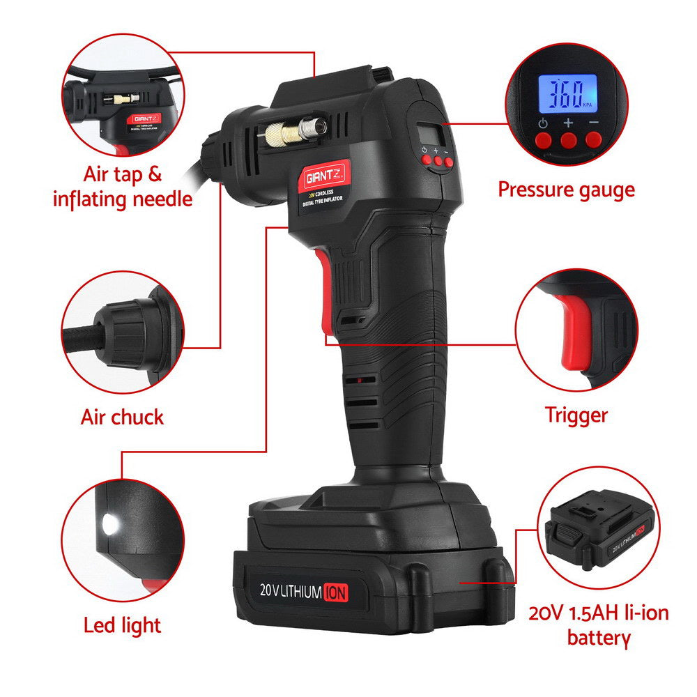 Giantz 20V Air Compressor 120PSI Electric Portable Air Inflator LED Light - SuperSaverAU - view 4