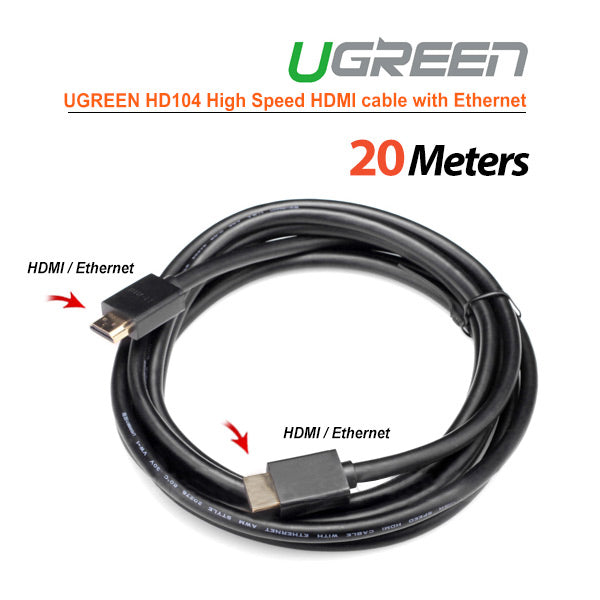 UGREEN High Speed HDMI Cable with Ethernet Full Copper 20M Supports 4K 3D Audio Return