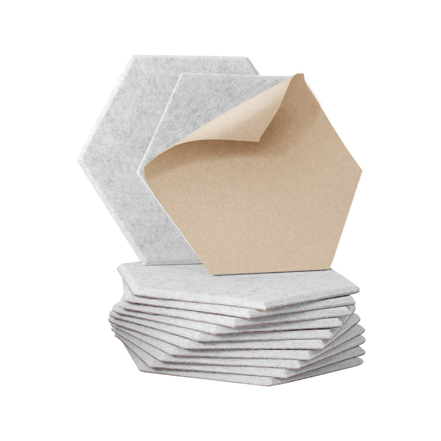 Alpha 12 Pack Hexagon Acoustic Foam Panels 35x30x0.9cm - Grey