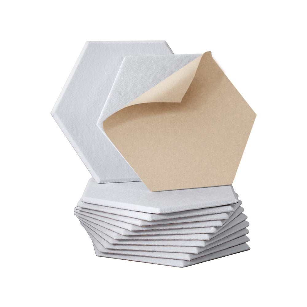 Alpha 12 Pack Hexagon Acoustic Foam Panels 35x30x0.9cm - White