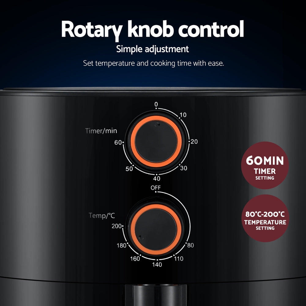 Devanti 4L Air Fryer Knob Control 1500W - SuperSaverAU - view 4