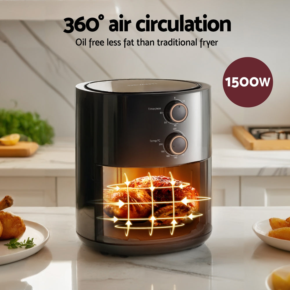 Devanti 4L Air Fryer Knob Control 1500W - SuperSaverAU - view 6