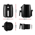 Devanti 2.5L Air Fryer with Knob Control - Black & Silver