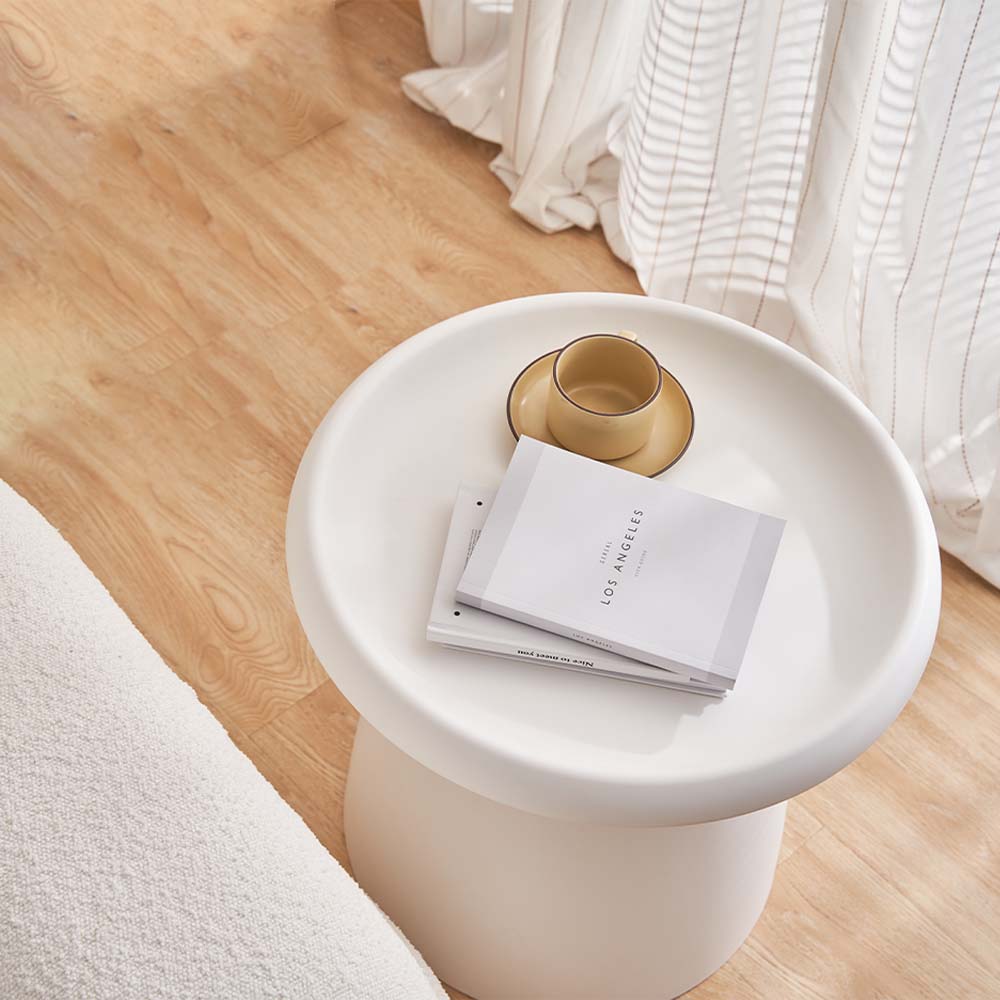 Artiss Round Coffee Table 52CM - White Plastic