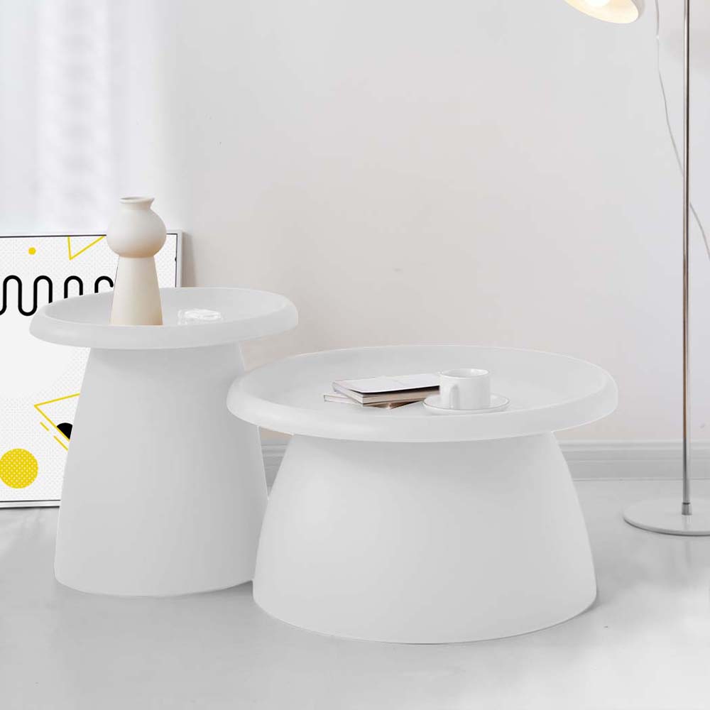 Artiss Round Coffee Table 52CM - White Plastic - SuperSaverAU - view 7