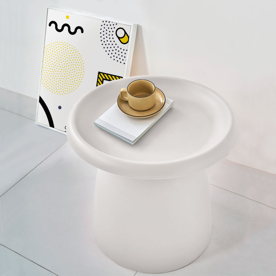 Artiss Round Coffee Table 52CM - White Plastic - SuperSaverAU - view 1