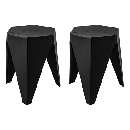 Artiss Set of 2 Stackable Bar Stools - Black Plastic