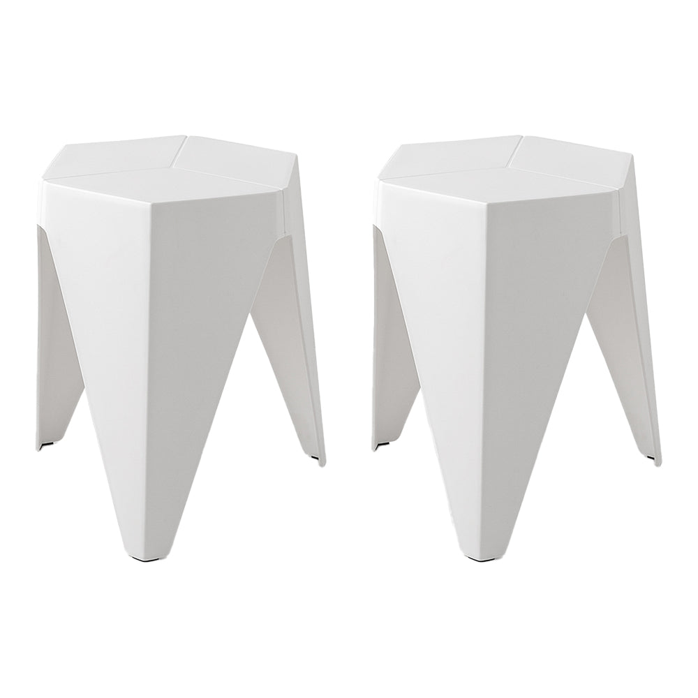 Artiss Set of 2 Stackable Bar Stools - White Plastic