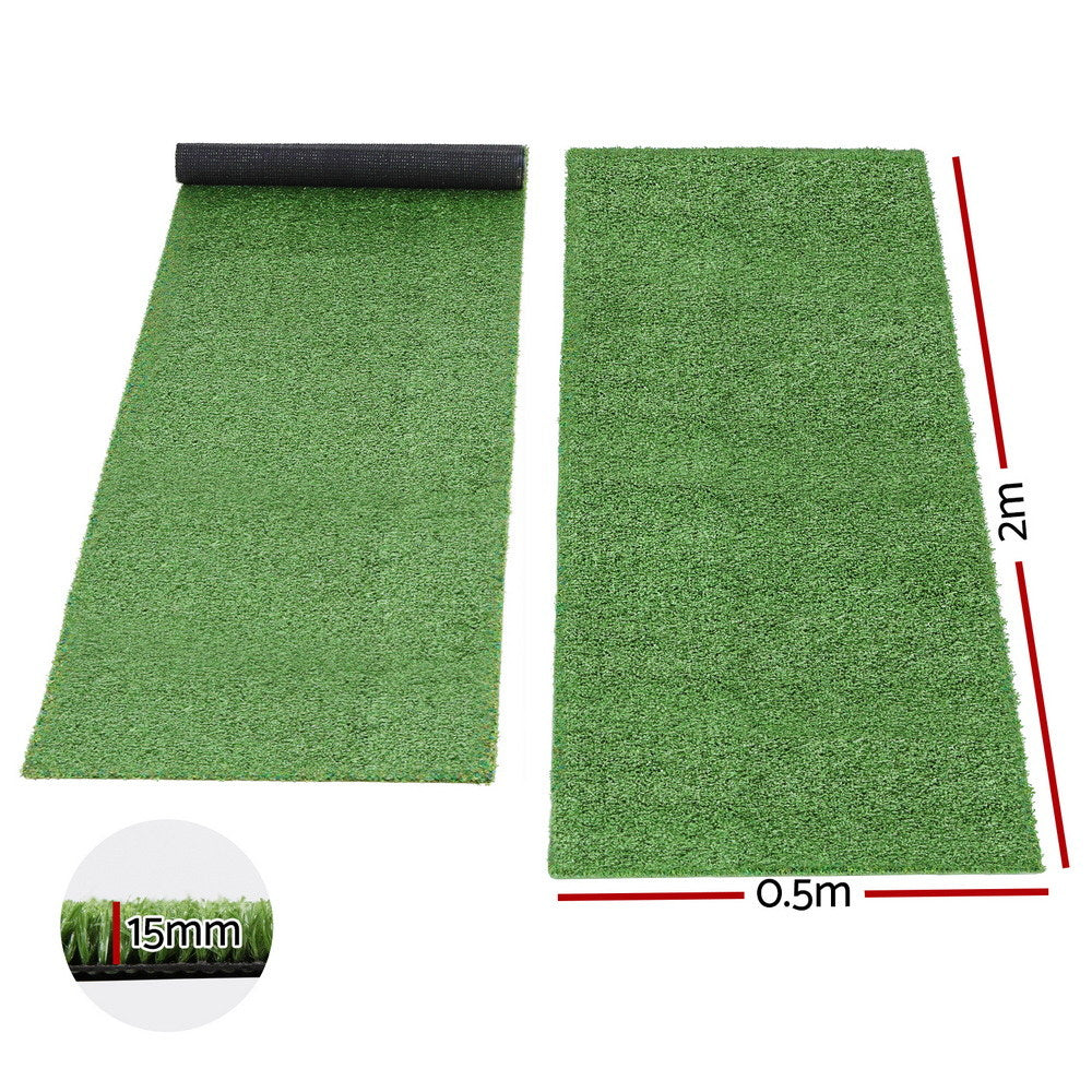 Prime Turf Synthetic Grass Mat 15mm Thick 50cm x 2m Indoor Outdoor