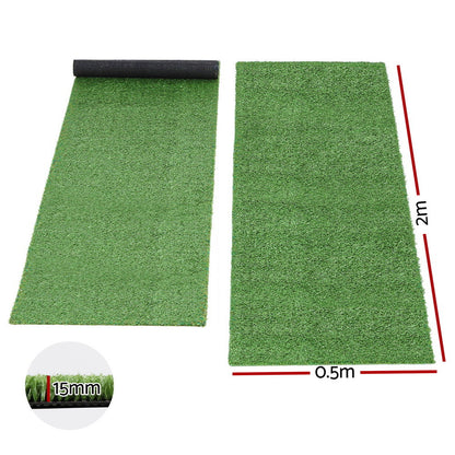 Prime Turf Synthetic Grass Mat 15mm Thick 50cm x 2m Indoor Outdoor