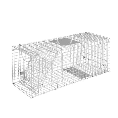 Gardeon Humane Animal Trap Cage 79x28cm - Collapsible, Spring Loaded, Silver