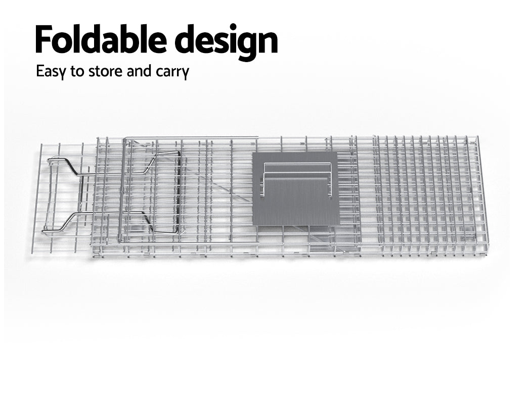 Gardeon Humane Animal Trap Cage 79x28cm - Collapsible, Spring Loaded, Silver - SuperSaverAU - view 12