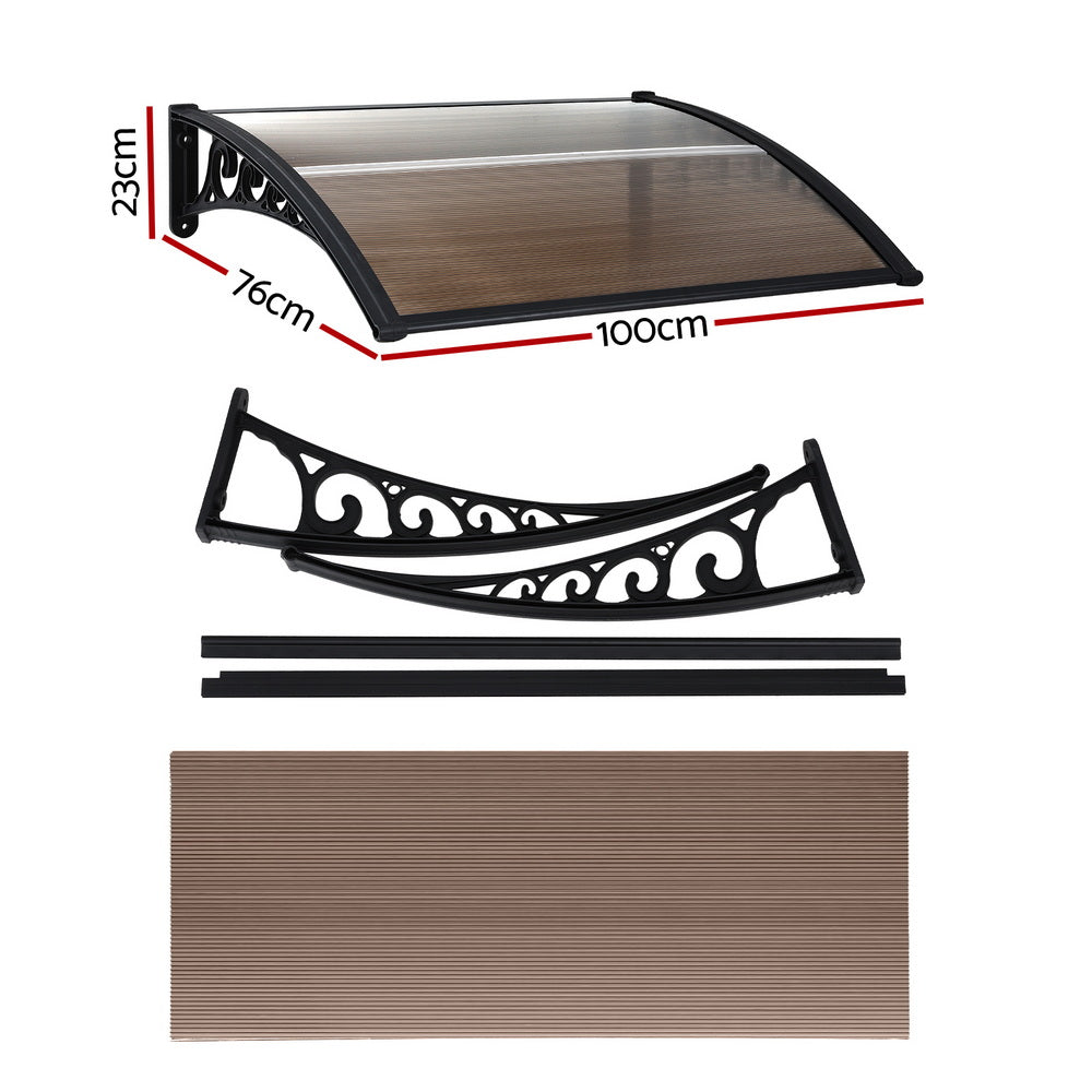 Instahut Window Door Awning – Brown Panel 0.8 x 1m