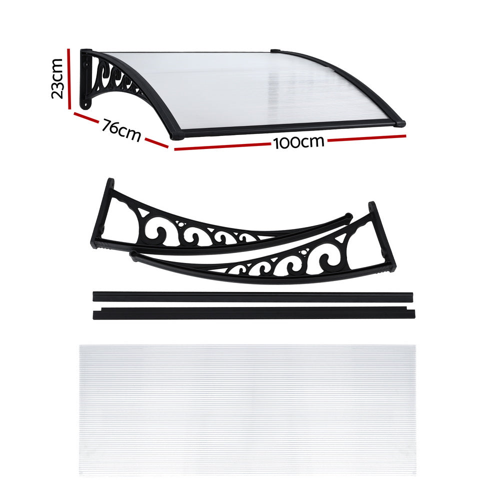 Instahut Window Door Awning – Transparent Panel 0.8 x 1m
