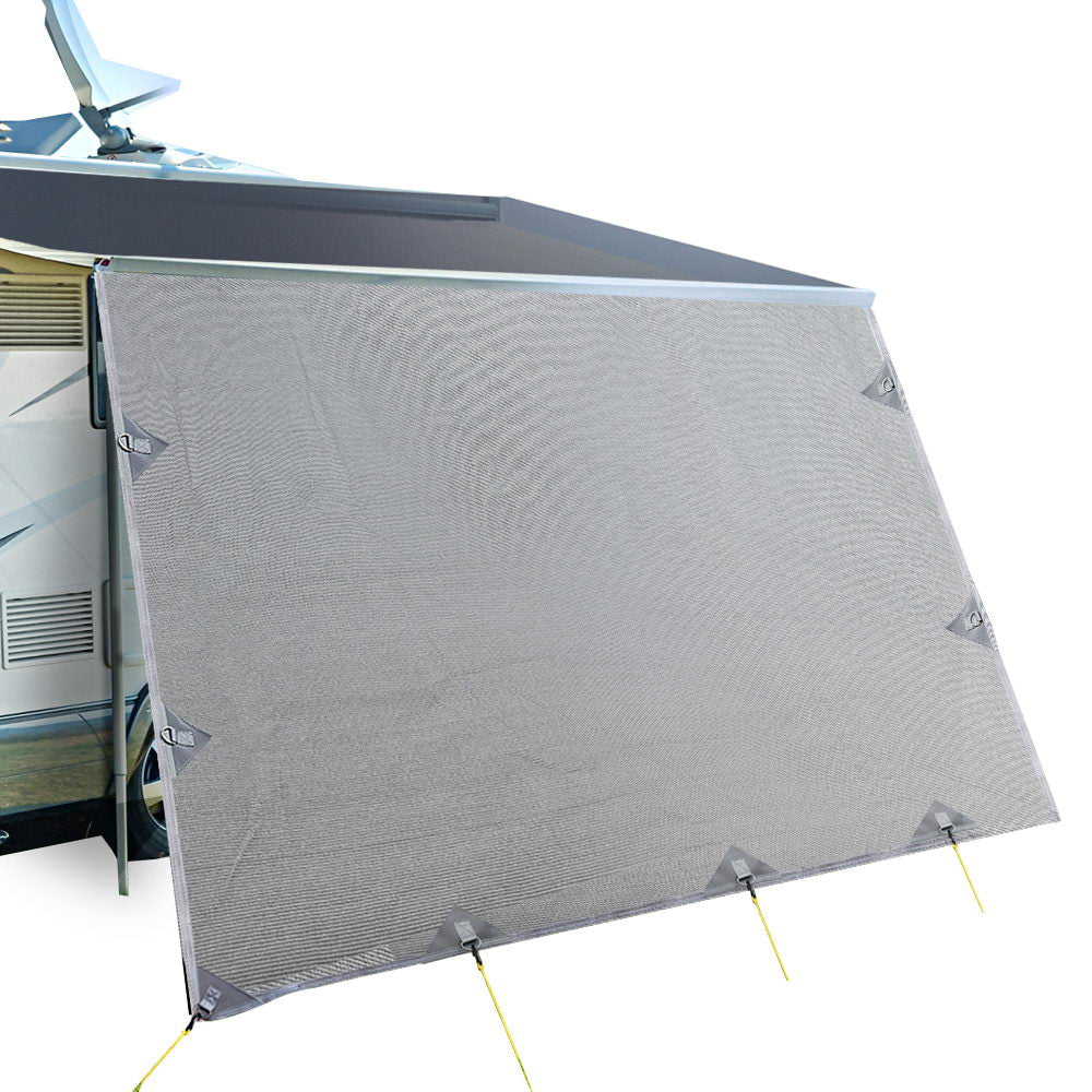 Caravan Privacy Screen Roll Out Awning 3.4x1.95M UV Protected Grey - SuperSaverAU - view 1