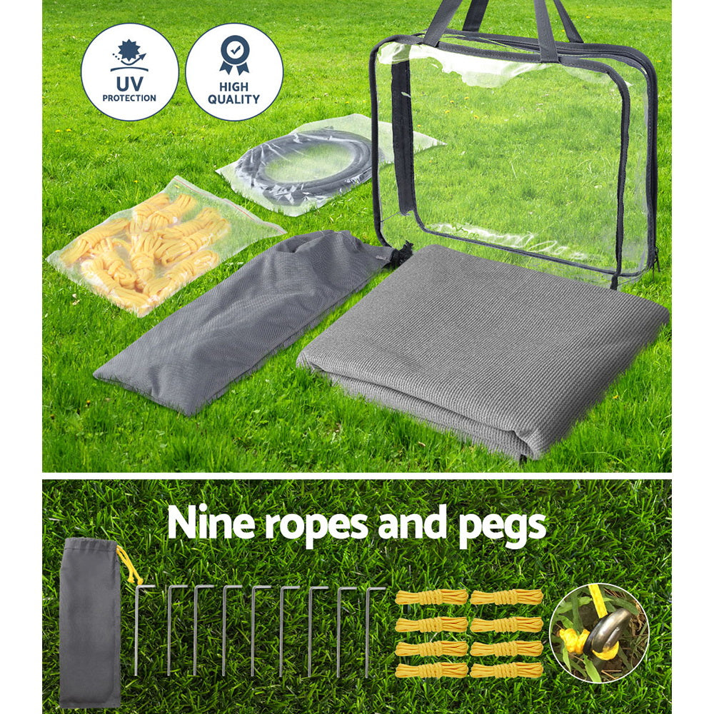 Caravan Privacy Screen 3.7x1.95M UV-Protected Grey, Easy Setup, Carry Bag Included - SuperSaverAU - view 6