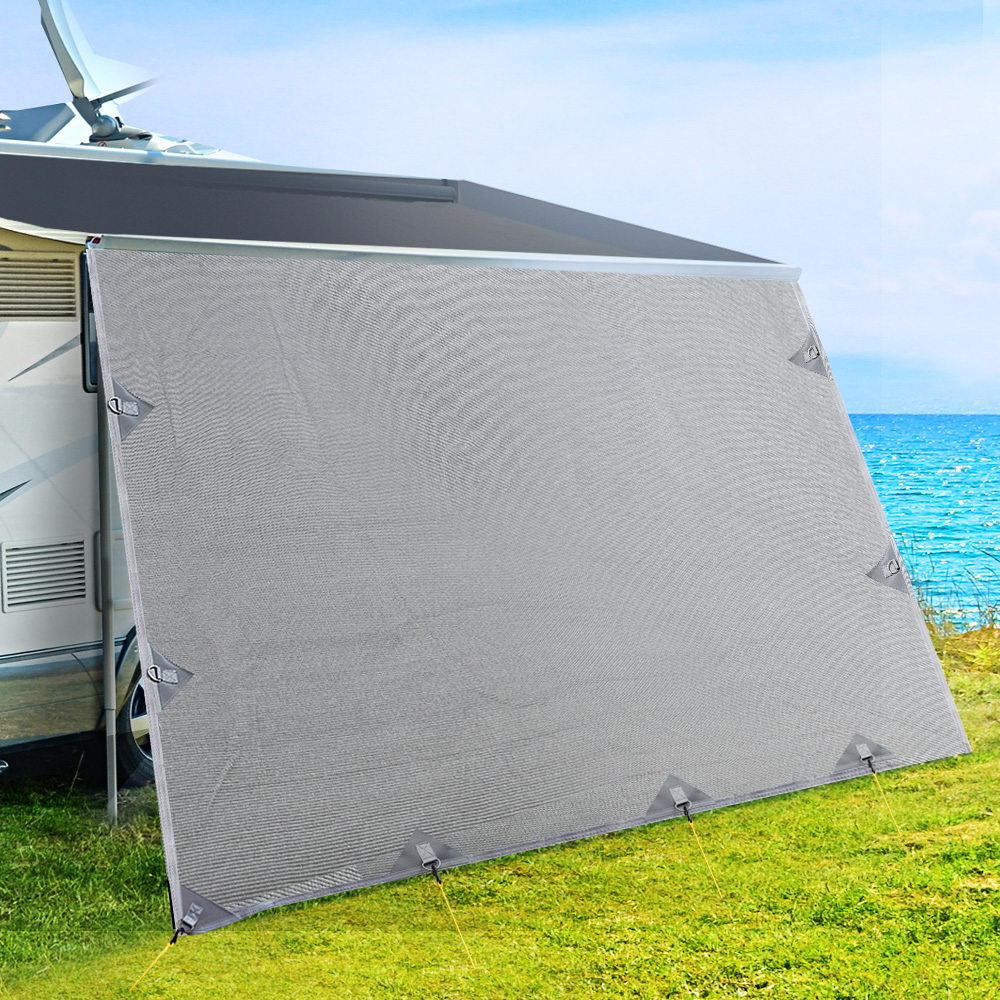 Caravan Privacy Screen 3.7x1.95M UV-Protected Grey, Easy Setup, Carry Bag Included