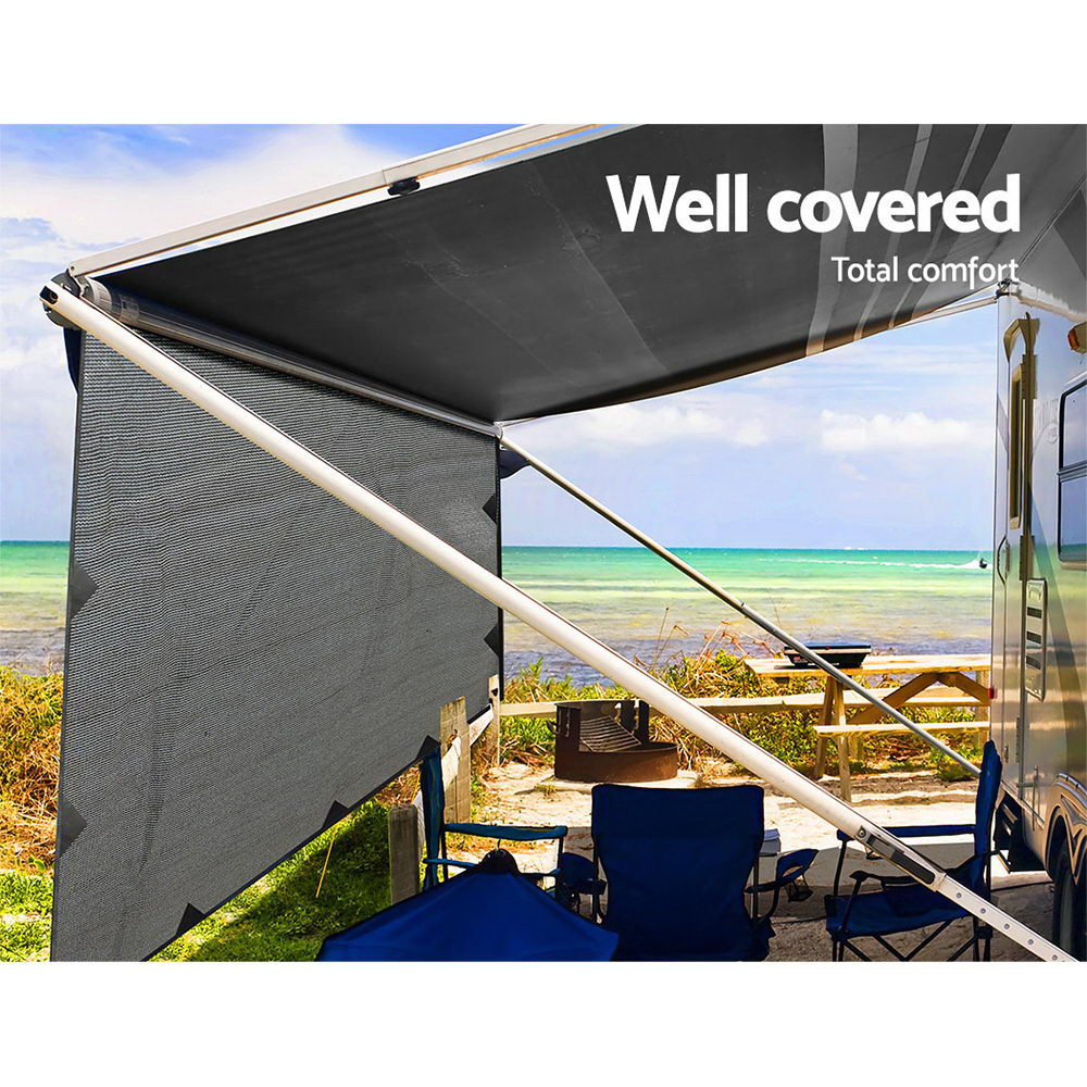 Caravan Privacy Screen Roll Out Awning 4Mx1.95M UV Protected Grey - SuperSaverAU - view 4