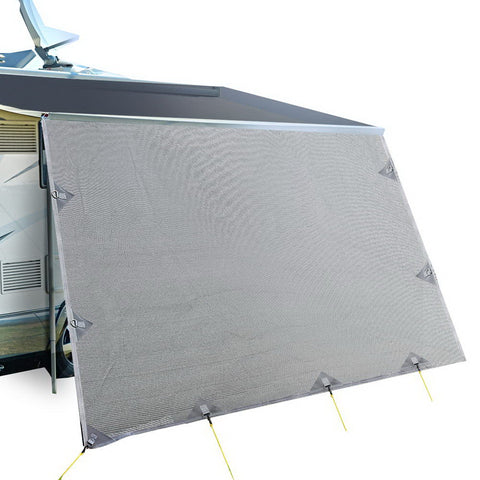 Caravan Privacy Screen 4.3x1.95M UV Protection Water-Repellent Grey - SuperSaverAU - view 1