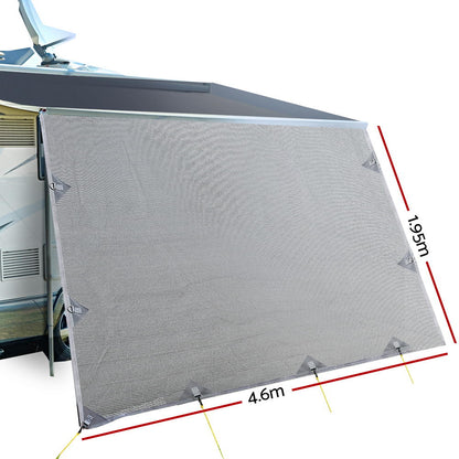 Caravan Privacy Screen Roll Out Awning 4.6x1.95M UV Protected Grey