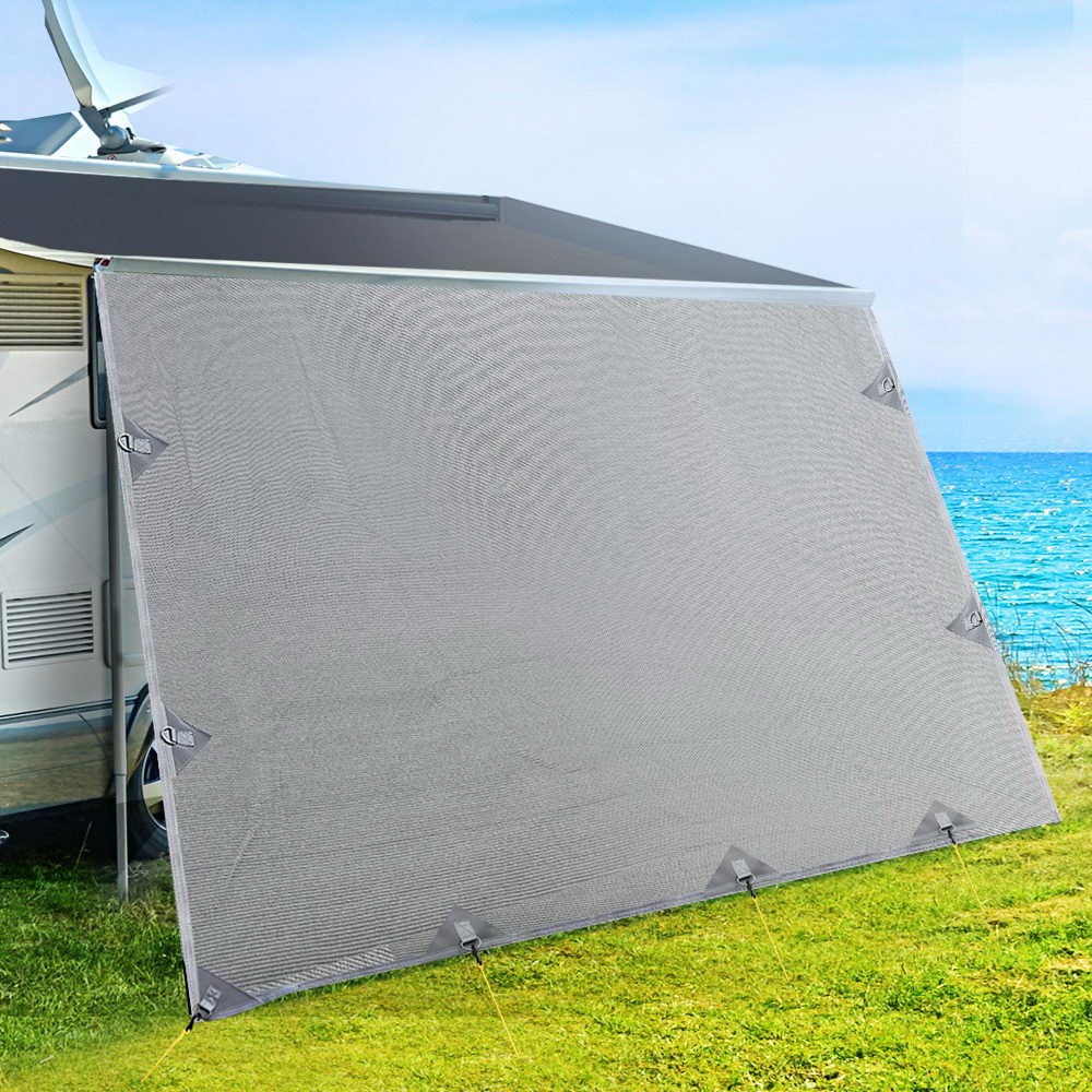 Caravan Privacy Screen Roll Out Awning 4.6x1.95M UV Protected Grey