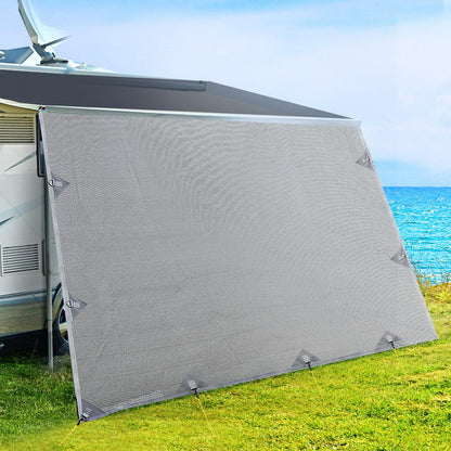 Caravan Privacy Screen Roll Out Awning 4.6x1.95M UV Protected Grey