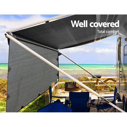 Caravan Privacy Screen 4.9x1.95M UV-Protected Grey, Easy Setup, Carry Bag Included