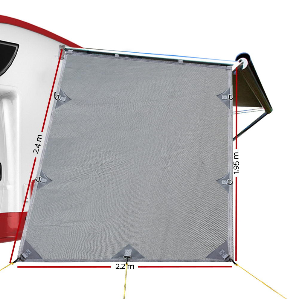 Caravan End Screen 1.95 x 2.2M Grey - Water-Repellent, Reversible, UV Protection