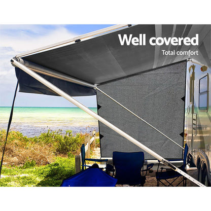 Caravan End Screen 1.95 x 2.2M Grey - Water-Repellent, Reversible, UV Protection