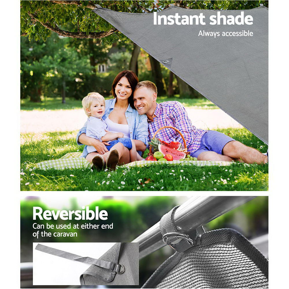 Caravan End Screen 1.95 x 2.2M Grey - Water-Repellent, Reversible, UV Protection